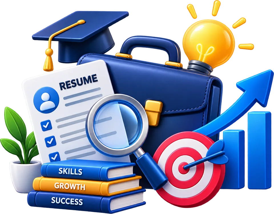 Resume, briefcase and career tools — send your details, then attach your resume in WhatsApp